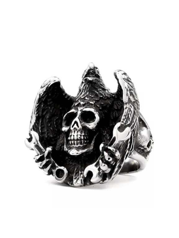 Skull Eagle Claw Wrench Tool Eagle Ring Stainless Steel Gothic Men's Biker Ring-12