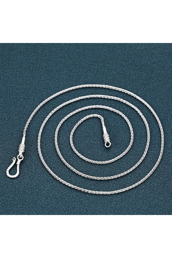 Solid 925 Sterling Silver Chain Lucky Braided Wheat Necklace 5.8g/21.6inch