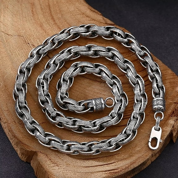 HOOUN Solid 925 Sterling Silver Chain Men Hinge Twist Oval Link Necklace 88g/25.5inch