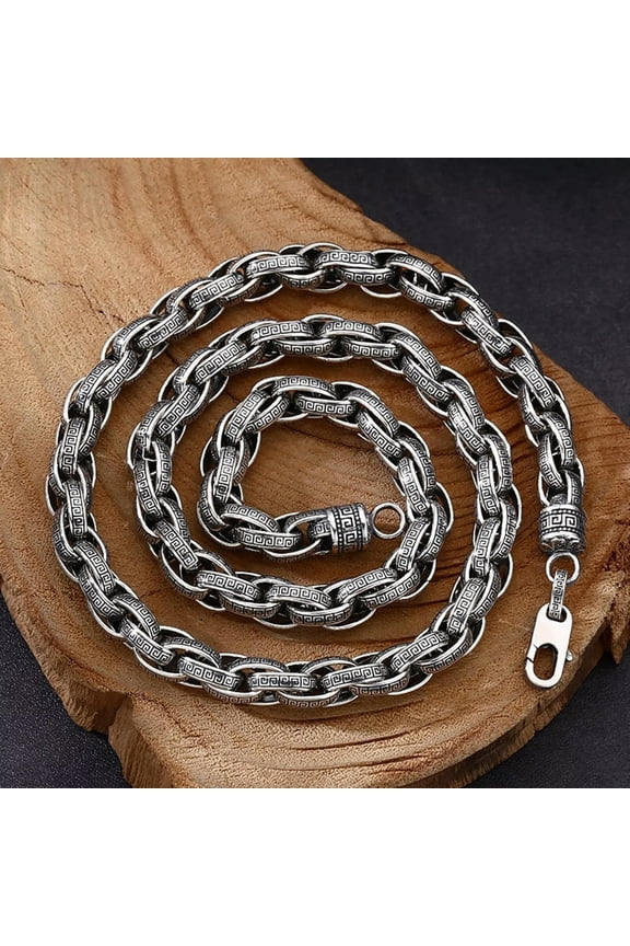 Solid 925 Sterling Silver Chain Men Hinge Twist Oval Link Necklace 88g/25.5inch