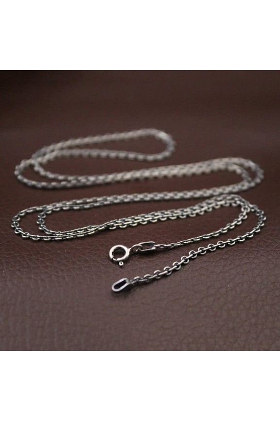 Solid 925 Sterling Silver Chain Men Women 2mm Rolo Circle Link Necklace 19.7inch