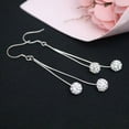 thumbnail image 1 of HOOUN Solid 925 Sterling Silver Dangle Women Lucky Carved Beads Snake Chain Earrings, 1 of 4