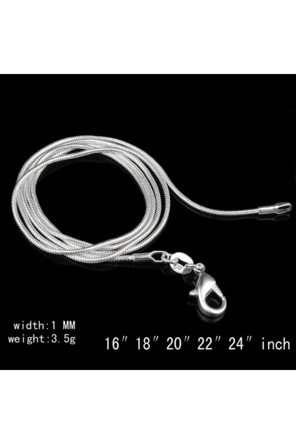 Solid Silver Snake Chain Men's Women's Necklace 40.6-61cm #66 +-1MM 16 Zoll