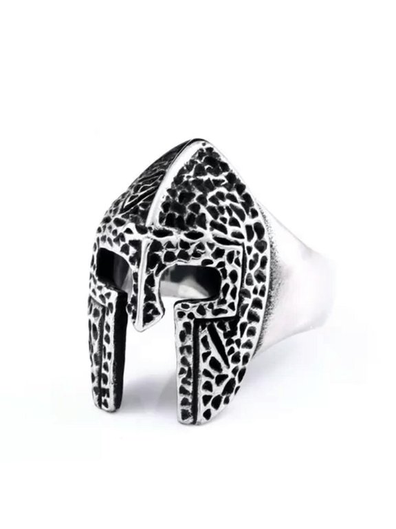 Spartan Helmet Warrior Hero Ring Stainless Steel Pantheon Mask Men's Biker Ring-10