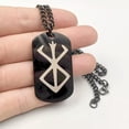 thumbnail image 1 of HOOUN Stainless Steel Amulet Dog Tag Necklace Pendant Black Rune of berserker warriors, 1 of 6