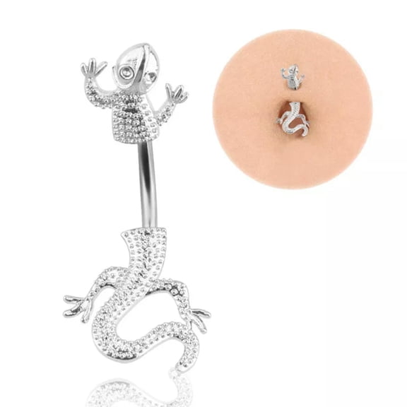 HOOUN Stainless Steel Lizard Navel Belly Button Ring Bar Women Body Piercing Je-lq@