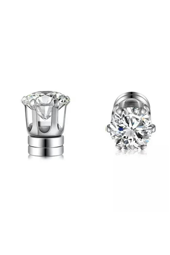 Stainless Steel Magnetic Stud Earrings 6/ 8MM For Women Men Non-Piercing Clip On-Steel 6mm