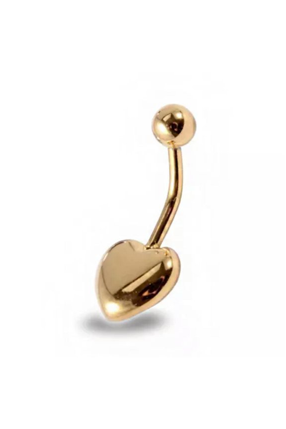 Stainless Steel Navel Ring Fashion Body Pierced Jewelry Heart Shape Belly Ring-Gold