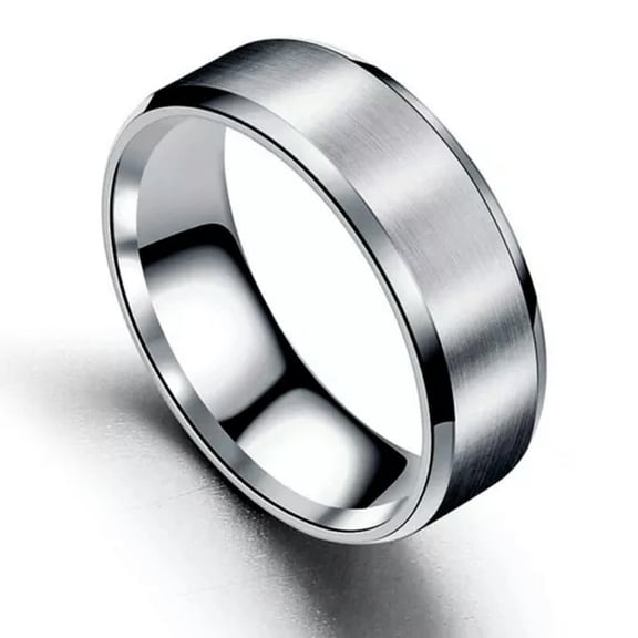 HOOUN Stainless Steel Ring Band Titanium Women Men Wedding Rings 8mm Wide Size 6-11-9-Silver