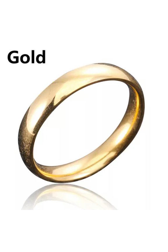 Simple Stainless Steel Ring Womens Men Jewelry Titanium Wedding Party Rings 5-12-Gold-US 5