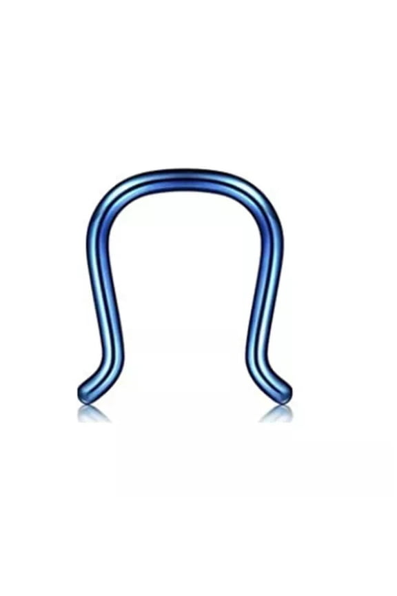 Stainless Steel U-Shaped Septum Ring Fashion Nose Clip Cuff Piercing Nose Ring-Blue