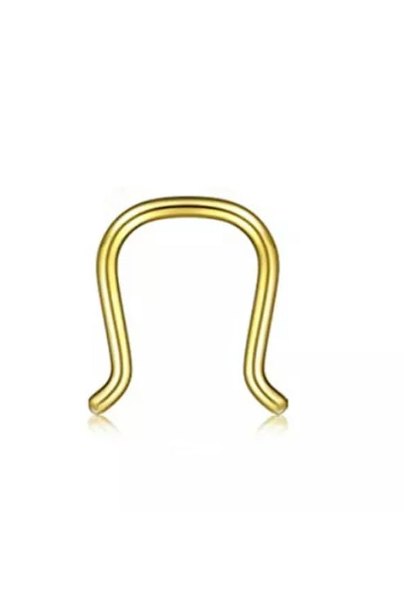 Stainless Steel U-Shaped Septum Ring Fashion Nose Clip Cuff Piercing Nose Ring-Gold