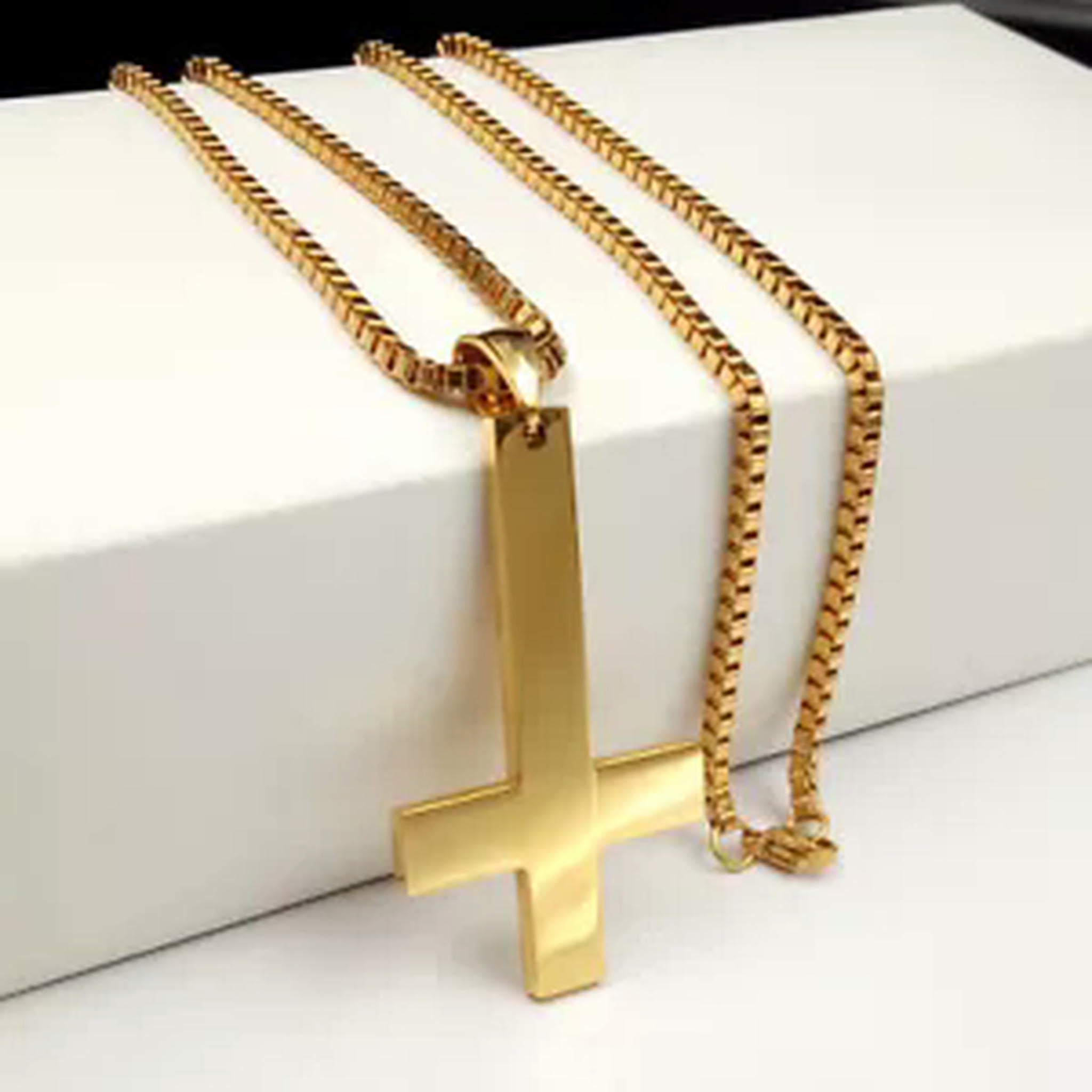 HOOUN Stainless Steel Upside Down Cross Necklace for Men Inverted ...