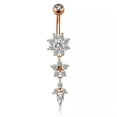 thumbnail image 1 of HOOUN Stylish Navel Belly Ring Rhinestone Button Bar Barbell Body Piercing Jewelry-#23 Rose Gold Crystal Flower, 1 of 9