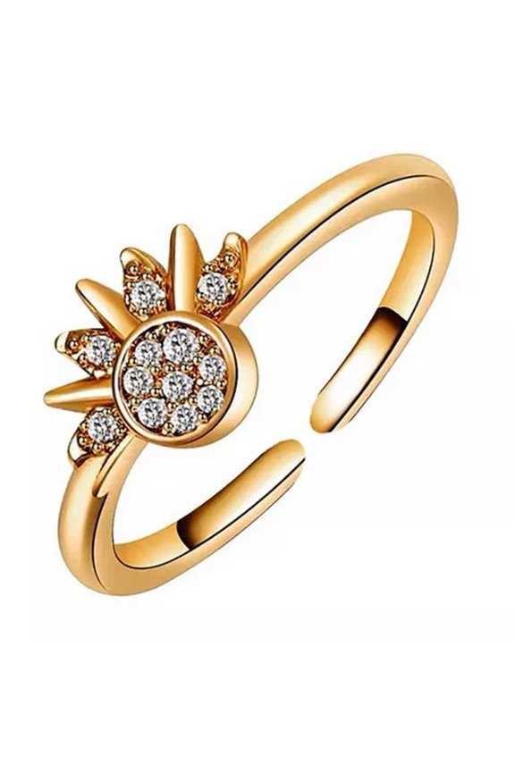 Summer Fashion Sun Moon Open Adjustable Ring Elegant Temperament Finger Ring@-A1