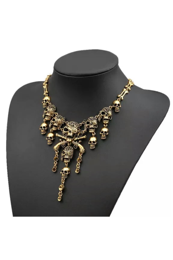 Talon Skeleton Bone Halloween Claw Gun Gothic Skull Prop Grisly Necklace Gift-Gold