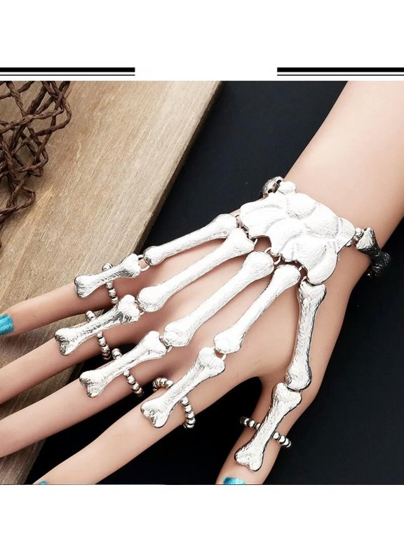 Talon Skeleton Hand Finger Bone Halloween Bracelet Claw Gothic Skull Prop Grisly