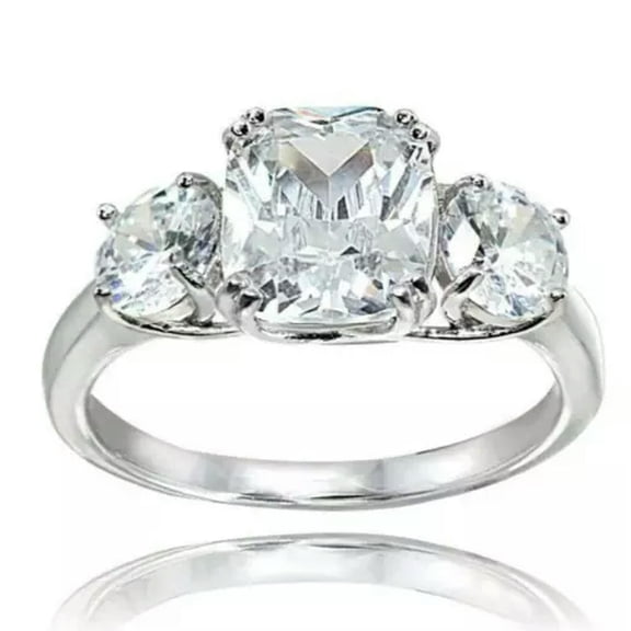 HOOUN Three-Stone Meghan Markle CZ Engagement Ring Promise Rings Party Jewelry Gift-10-#1