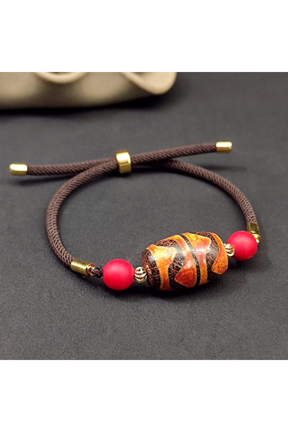 Tibetan Style Agate Tianzhu Bracelet with Adjustable Tianzhu Agate Rope Chain-Type B