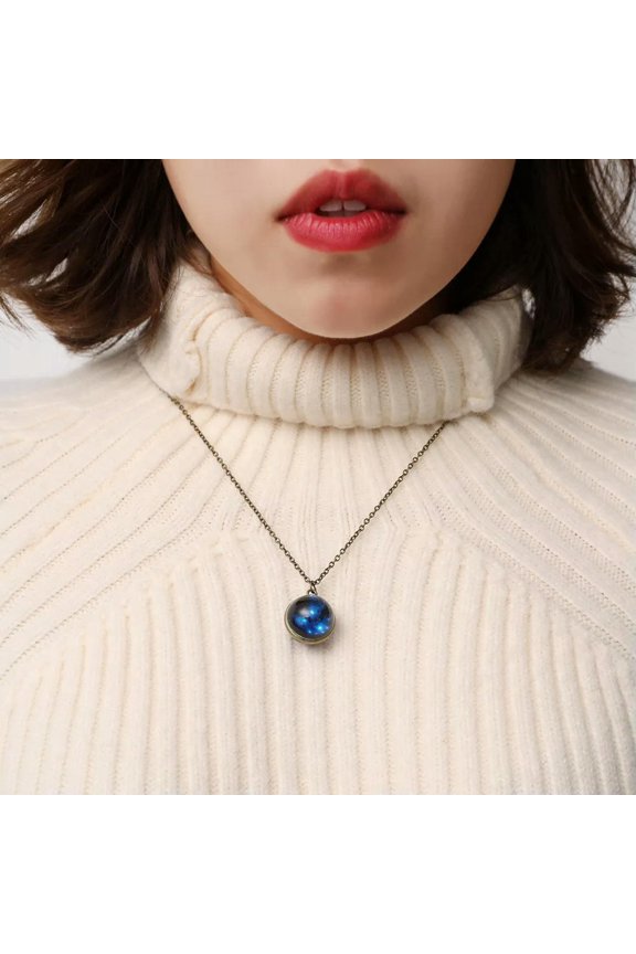 Time Gem Universe Handmade Custom Planets Star Necklace Double-sided Glass Ball