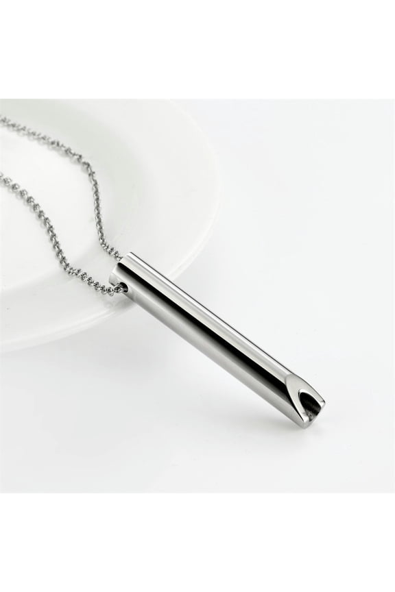 Titanium Steel Breathing Decompression Yoga Stainless Steel Pendant Necklaces-Steel color 01-2PCS