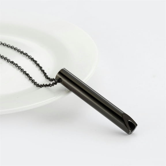 HOOUN Titanium Steel Breathing Decompression Yoga Stainless Steel Pendant Necklaces-black 01-2PCS