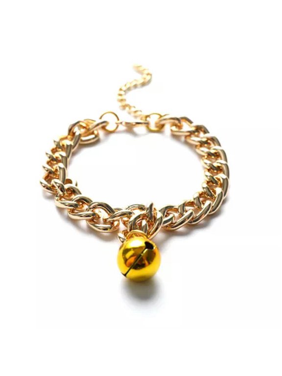 Training Dogs Collar Cat Pets Cuban Link Thick Chain Necklace Gold 6/8/10inch@-Gold-S