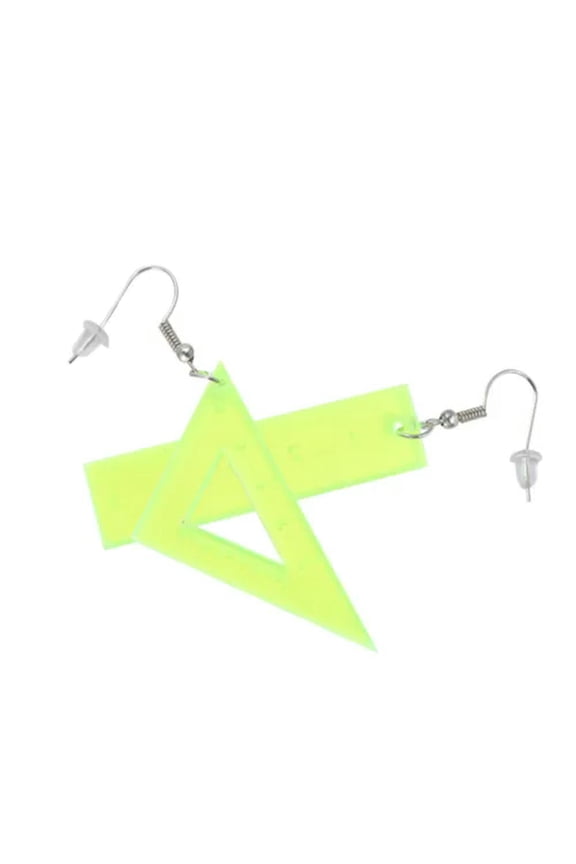 Triangle Ruler Earrings Miss Math Teacher Jewelry Post for Women-Yellow-5X2cm
