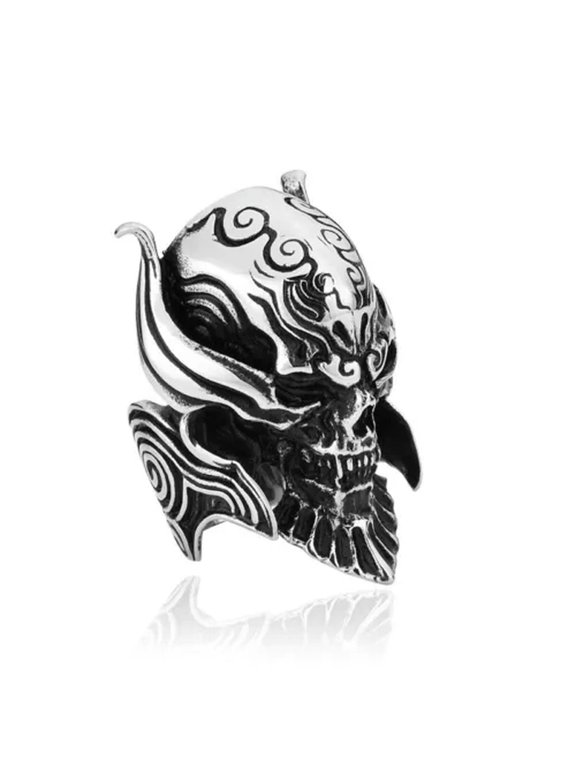 Tribal Evil Skull Vampire Ring Stainless Steel Men's Gothic Count Skull Ring-8