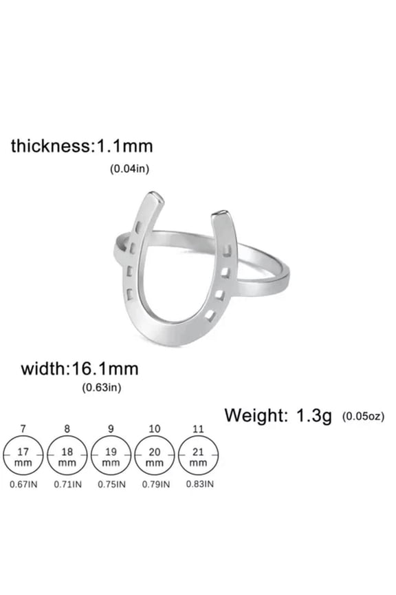 U-Shaped Horseshoe Women Ring Stainless Steel Finger Rings Fashion Lucky Jewelry-9-Gold