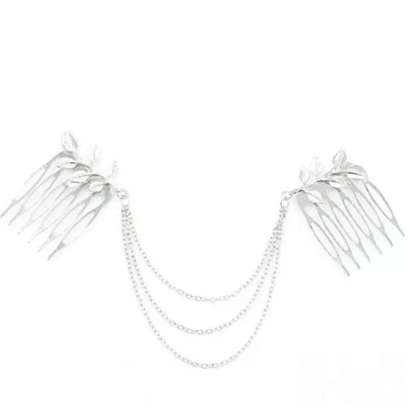 HOOUN UK Leaf Feather Hair Pin Jewelry Women Hair Clip Barrette Bobby Pins-Silver