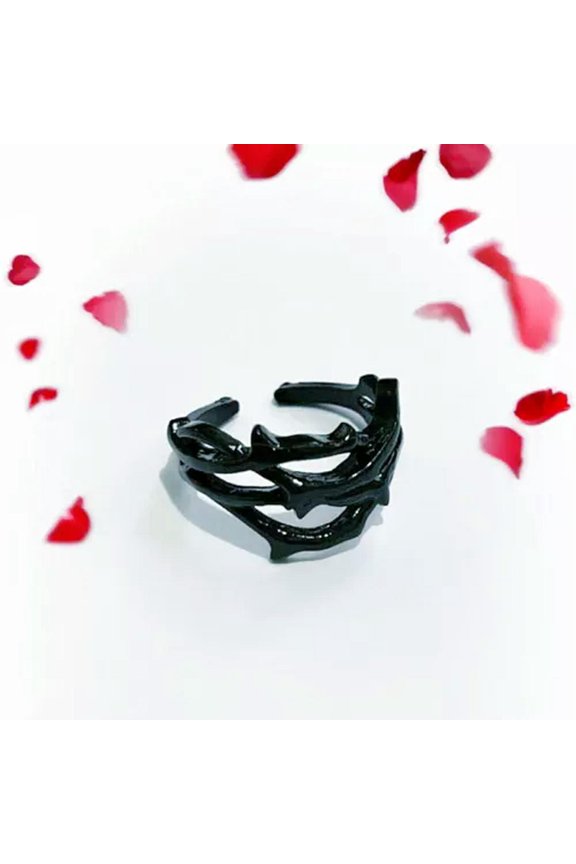 Unique Hollow Thorn Ring Hip Hop Adjustable Finger Ring Women Men Jewelry Decor-2#Black Thorn Ring
