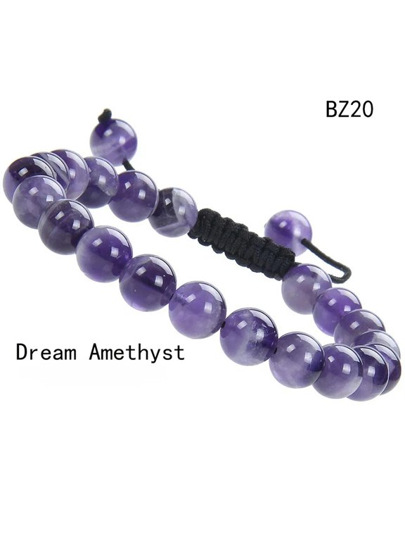 Unisex Adjustable Macrame Braided Amethyst Stone Healing Beads Bracelet