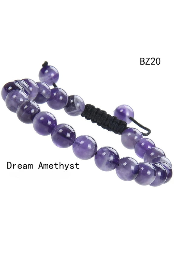 Unisex Adjustable Macrame Braided Amethyst Stone Healing Beads Bracelet