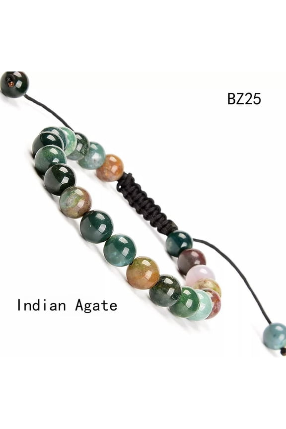 Unisex Adjustable Macrame Hand Braided Indian Agate Stone Healing Beads Bracelet