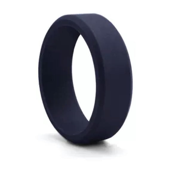 HOOUN Unisex Black Silcone Wedding Ring Flexible Rubber Hypoallergenic Band Men Women-dark blue-11