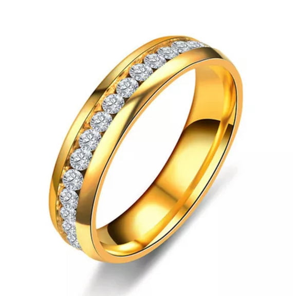 HOOUN Sz6-12 Men/Women Couple Stainless Steel Wedding Ring Titanium Engagement Band +-gold-9