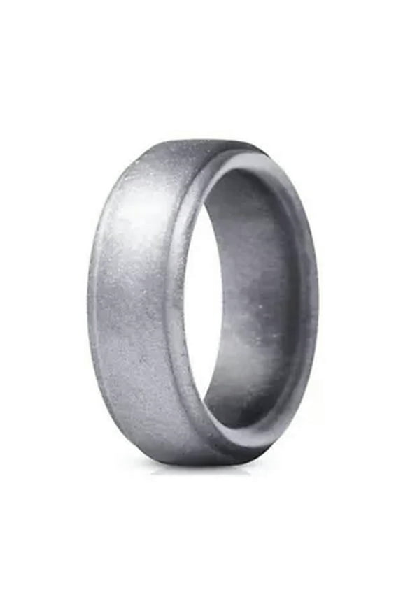 Men Women Flexible Silicone Ring Rubber Wedding Band Soft Band Ring Size 7-12-silver-7