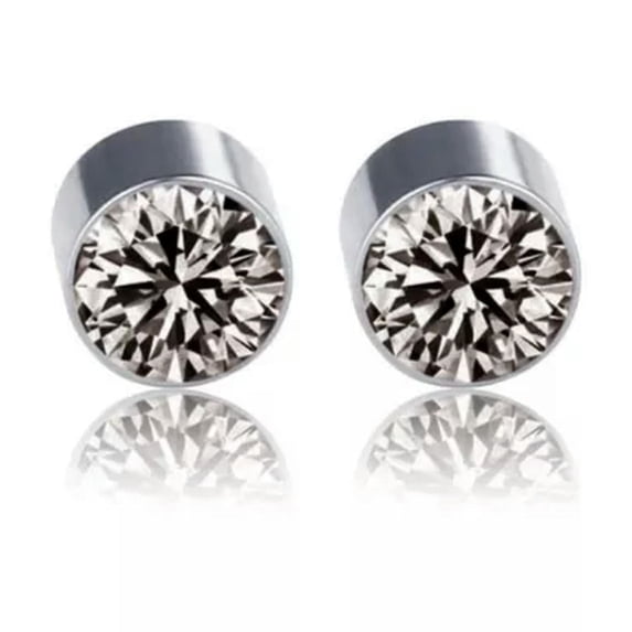 HOOUN Unisex Non-Piercing Magnetic Ear Stud Fake Earrings For Men Women A Pair-Grey