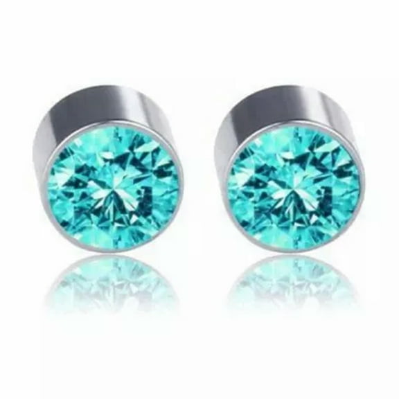 HOOUN Unisex Non-Piercing Magnetic Ear Stud Fake Earrings For Men Women A Pair-Light Blue