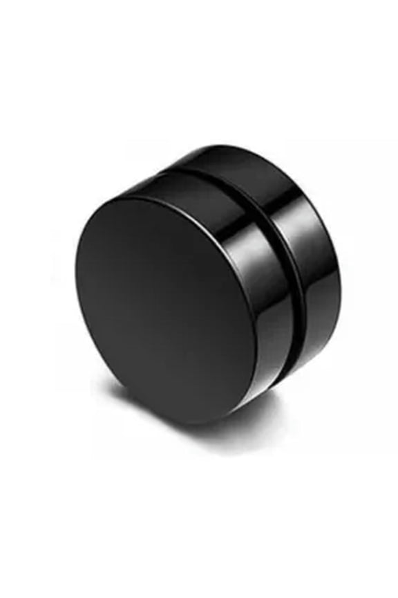 Unisex Non-Piercing Magnetic Magnet Ear Stud Fake Earrings Men Women Gift-Black-7 mm