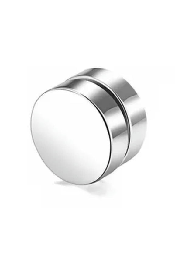 Unisex Non-Piercing Magnetic Magnet Ear Stud Fake Earrings Men Women Gift-Silver-9 mm