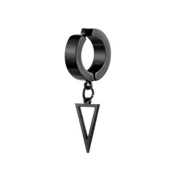 HOOUN Unisex Punk Man Clip On Earrings Geometry Triangle Star Pendant Dangle Earri-yy-02