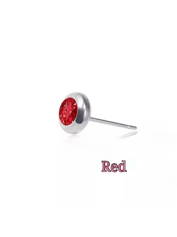 Unisex Retro Stainless Steel Earrings Classic Simple Crystal Stud Men Women 0944-Red