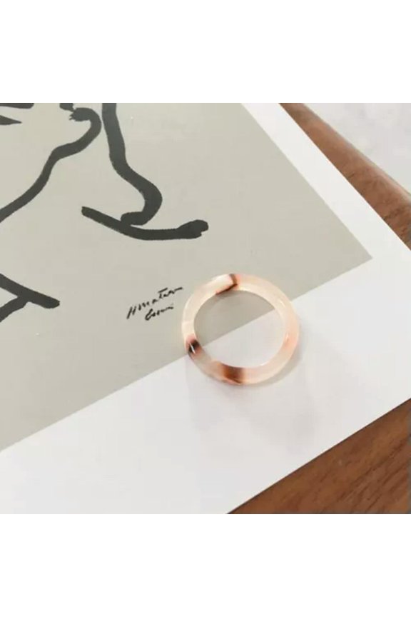 Unisex Vintage Acetate Ring Fashion Geometric Round Finger Jewelry Gift -Pink-One size