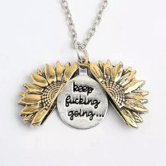 HOOUN Unisex You Are My Sunshine Open Locket Sunflower Pendant Necklace Jewelry Gifts-Gold