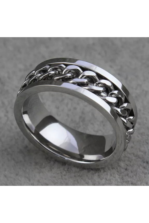 Universal Wheel Silver Stainless Steel Fashion Beer Corkscrew Chain Ring 10#