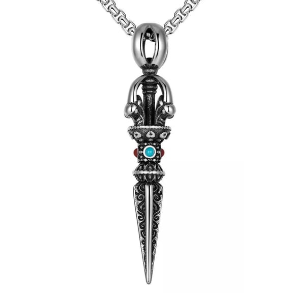 HOOUN Vajra Necklace Pendant for men Buddhist Jewelry Lucky Gift