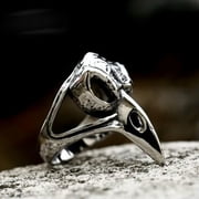 HOOUN Viking Tribal Crow Eagle Head Skull Ring Stainless Steel Men's Biker Punk Ring-13