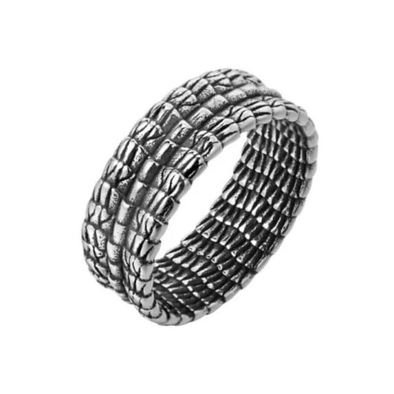 HOOUN Vintage 10MM Dragon Scale Snake Scale Skin Ring Stainless Steel Men's Biker Ring-12